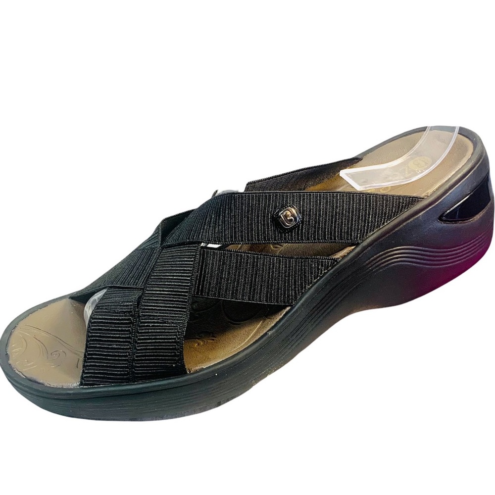Bzees Disco Black Wedge Sandals Size 8